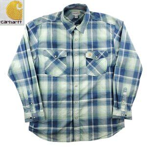 Carhartt Pearl Snap Shirt Western Plaid Stretch Long Sleeve Men XL Relaxed Fit